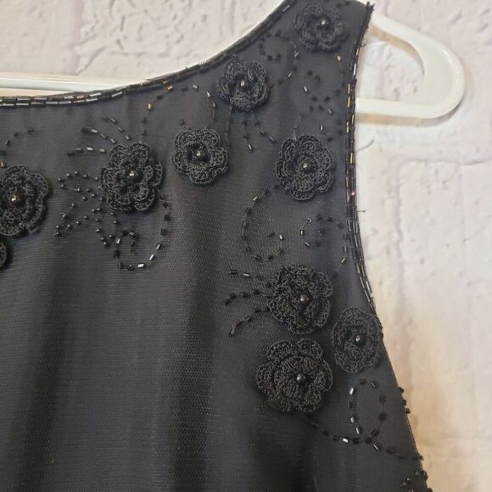 ABS BY ALLEN SCHWARTZ Beaded Floral Sleeveless Cocktail Dress - Picture 7 of 12